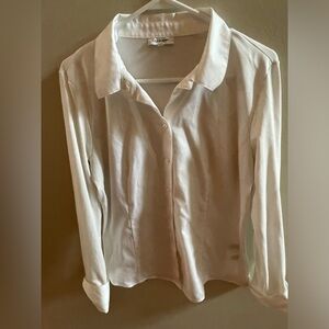 Calvin Kline White taper long sleeve blouse